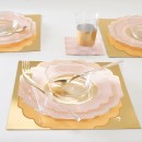 Luxe Party Round Clear Blush Gold Scalloped Rim Plastic Dinner Plate 10.7" - 10 pcs addl-2
