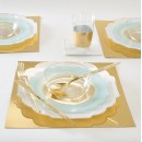 Luxe Party Round Clear Mint Gold Scalloped Rim Plastic Dinner Plate 10.7" - 10 pcs addl-1