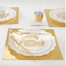 Luxe Party Round Clear White Gold Scalloped Rim Plastic Dinner Plate 10.7" - 10 pcs addl-2