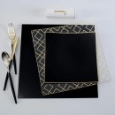 Luxe Party Black Square Lightweight Mirror Charger Plate 12" addl-1