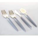 Luxe Party Gray and Gold Two Tone Plastic Cutlery Set - 32 pcs addl-2