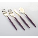 Luxe Party Purple and Gold Two Tone Plastic Cutlery Set - 32 pcs addl-1