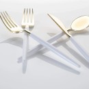 Luxe Party White and Gold Two Tone Plastic Cutlery Set - 32 pcs addl-2