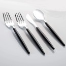 Luxe Party Black and Silver Two Tone Plastic Cutlery Set - 32 pcs addl-1
