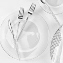 Luxe Party Silver Glitter Two Tone Plastic Cutlery Set - 32 pcs addl-1
