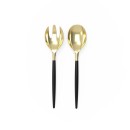 Luxe Party Black and Gold Two Tone Plastic Serving Spoon/Fork Set addl-2