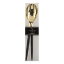 Luxe Party Black and Gold Two Tone Plastic Serving Spoon/Fork Set addl-1