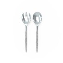 Luxe Party Silver Glitter Two Tone Plastic Serving Spoon/Fork Set addl-1