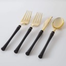 Luxe Party Neo Classic Black and Gold Two Tone Plastic Cutlery Set - 32 pcs addl-2