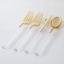 Luxe Party Neo Classic Clear and Gold Two Tone Plastic Cutlery Set - 32 pcs addl-1