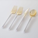 Luxe Party Neo Classic White and Gold Two Tone Plastic Cutlery Set - 32 pcs addl-3