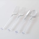 Luxe Party Neo Classic Clear and Silver Two Tone Plastic Cutlery Set - 32 pcs addl-1