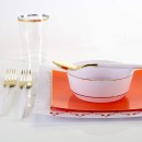 Luxe Party Orange Gold Rim Square Appetizer Plates 8" - 10 pcs addl-2