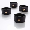 Luxe Party Black Band Gold Snap Faux Leather Napkin Rings 7.5" - 4 pcs addl-2