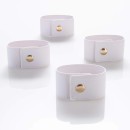Luxe Party White Band Gold Snap Faux Leather Napkin Rings 7.5" - 4 pcs addl-1