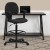 Flash Furniture BT-659-BLK-ARMS-GG Black Patterned Fabric Ergonomic Drafting Stool with Arms addl-2