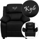 Flash Furniture BT-7985-KID-BK-LEA-GG Deluxe Heavily Padded Contemporary Black Leather Kids Recliner with Storage Arms addl-1