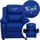 Flash Furniture BT-7985-KID-BLUE-GG Deluxe Heavily Padded Contemporary Blue Vinyl Kids Recliner with Storage Arms addl-1