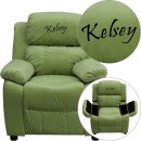 Flash Furniture BT-7985-KID-MIC-AVO-GG Deluxe Heavily Padded Contemporary Avocado Microfiber Kids Recliner with Storage Arms addl-1