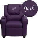 Flash Furniture DG-ULT-KID-PUR-GG Contemporary Purple Vinyl Kids Recliner with Cup Holder and Headrest addl-1