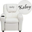 Flash Furniture DG-ULT-KID-WHITE-GG Contemporary White Vinyl Kids Recliner with Cup Holder and Headrest addl-1