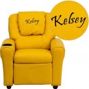 Flash Furniture DG-ULT-KID-YEL-GG Contemporary Yellow Vinyl Kids Recliner with Cup Holder and Headrest addl-1