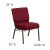 Flash Furniture FD-CH0221-4-GV-3169-BAS-GG HERCULES Series 21" Extra Wide Burgundy Fabric Church Chair with Book Basket, Gold Vein Finish addl-1