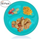TigerChef Turquoise Plastic 3 Compartment Divided Plate 10", 56/carton addl-1