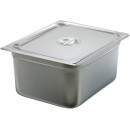 TigerChef Stainless Steel Half Size Anti-Jam Steam Table Pan with Lids 6" Deep - 2 pcs addl-2