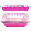 TigerChef Half Size Pink Disposable Aluminum Foil Steam Table Pans - 5 pcs addl-3