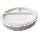 TigerChef White Plastic 3 Compartment Divided Plates, 56/Plates addl-1