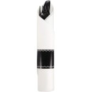 TigerChef Pre-Rolled White Napkin with Black Cutlery and Black Napkin Band Set - 30/Pack addl-1