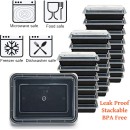 TigerChef Black Rectangular 1-Compartment Bento Box with Lid 28 oz. - 1 dozen addl-1