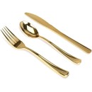 TigerChef Pre-Rolled White Napkin with Gold Cutlery and Gold Napkin Band Sets - 100 Sets addl-2