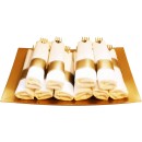 TigerChef Pre-Rolled White Napkin with Gold Cutlery and Gold Napkin Band Sets - 100 Sets addl-6