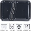TigerChef Black Rectangular 2-Compartment Bento Box with Lid 30 oz. - 12 pcs addl-3