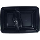 TigerChef Black Rectangular 2-Compartment Bento Box with Lid 30 oz. - 12 pcs addl-1