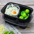 TigerChef Black Rectangular 2-Compartment Bento Box with Lid 30 oz. - 12 pcs addl-5