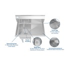 Koolmore SA151512-15R3FA 33" One Compartment Stainless Steel Sink with Right Drainboard and Faucet addl-3