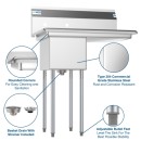 Koolmore SA121610-16R3 31" One Compartment Stainless Steel Sink with Right Drainboard addl-2