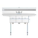 Koolmore SC101410-12B3FA 54" Three Compartment Stainless Steel Sink with Drainboards and Faucet addl-3