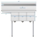 Koolmore SC101410-12L3 45" Three Compartment Stainless Steel Sink with Left Drainboard addl-5