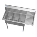 Koolmore SC101410-12R3 45" Three Compartment Stainless Steel Sink with Right Drainboard addl-1