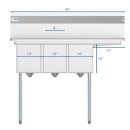 Koolmore SC101410-12R3 45" Three Compartment Stainless Steel Sink with Right Drainboard addl-3