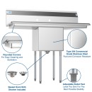 Koolmore SA151512-15B3 45" One Compartment Stainless Steel Sink with Two Drainboards addl-5