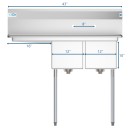 Koolmore SB121610-16L3 43" Two Compartment Stainless Steel Sink with Left Drainboard addl-1