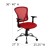 Flash Furniture H-8369F-RED-GG Mid-Back Red Mesh Executive Office Chair with Chrome Base and Arms addl-1
