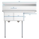 Koolmore SB121610-16R3 43" Two Compartment Stainless Steel Sink with Right Drainboard addl-4