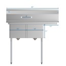 Koolmore SB141611-12R3 43" Two Compartment Stainless Steel Sink with Right Drainboard addl-1