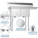 Koolmore SB141611-12R3 43" Two Compartment Stainless Steel Sink with Right Drainboard addl-4